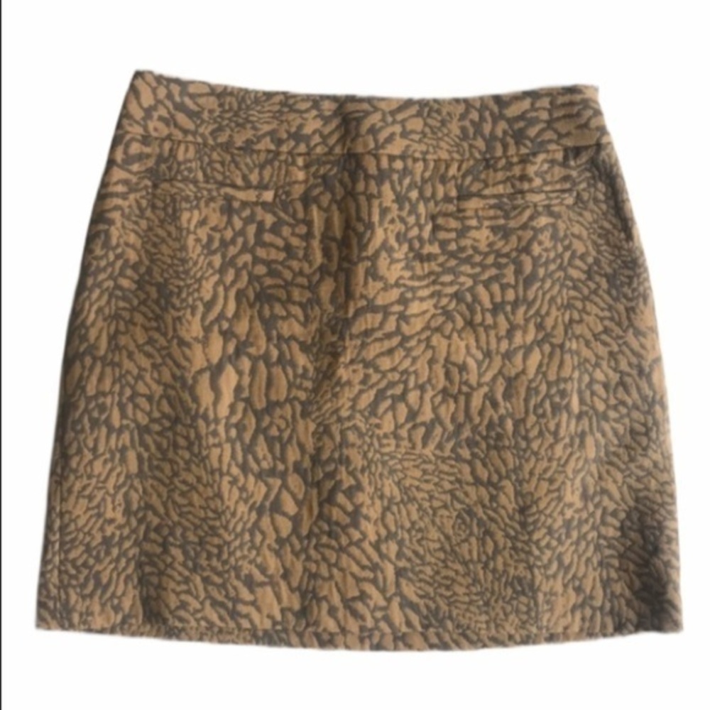 LOFT yellow and grey animal print skirt